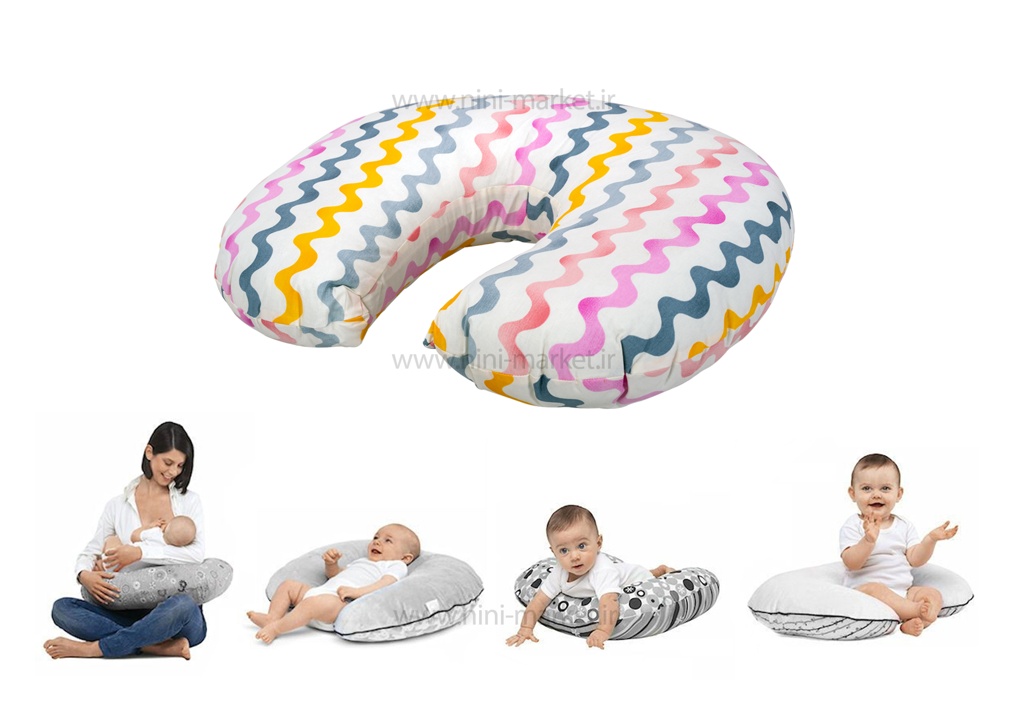 ویژگی بالشت شيردهي C شکل طرح موج رنگ صورتي برند Baby Like