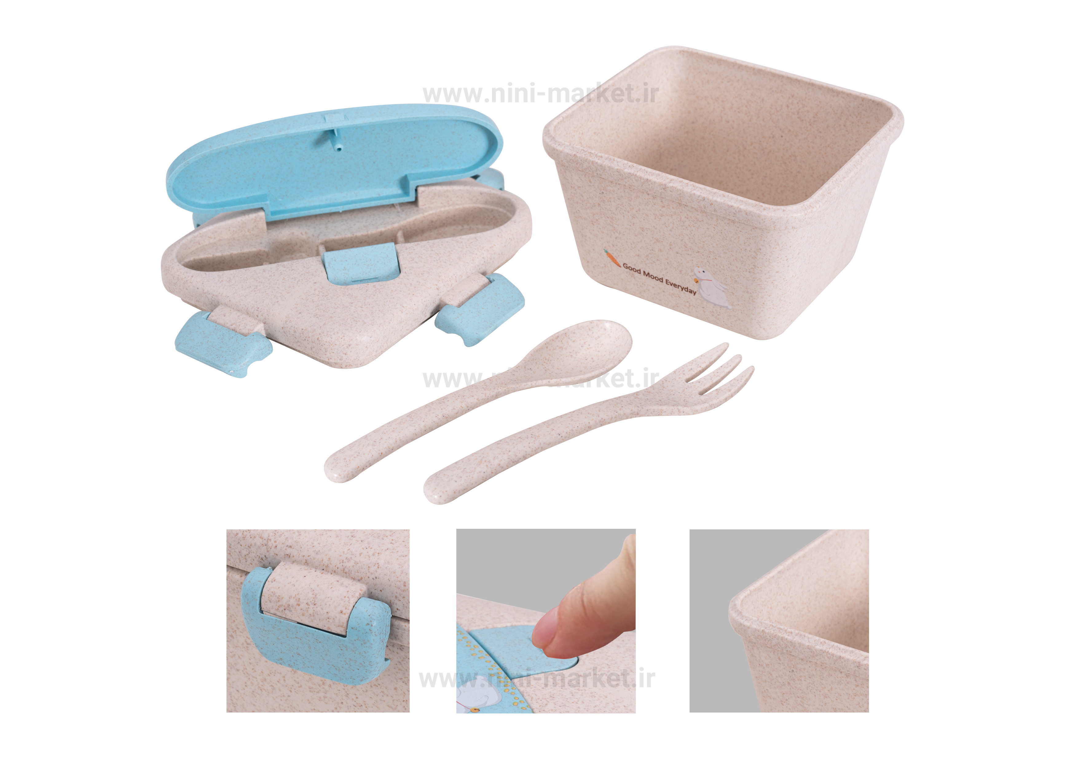 ویژگی ظرف Lanch box  اورگانیک کد528 رنگ آبی