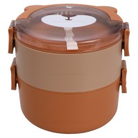 ظرف غذا خرس دو طبقه رنگ قهوه ای خارجی