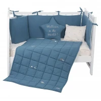 ست روتختی 8 تيکه طرح مرغابی پارچه موسلين رنگ سرمه ای ايسيز Isiz