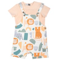 پیشبندی شورتی اسپرت طرح آبرنگ رنگ گلبهی ایندیگو indigo