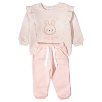 بلوز شلوار دخترانه طرح خرس رنگ شیری یاسی پاپو Papo