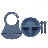 ست ظرف غذا سیلیکونی لوکس رنگ آبی bebekevi