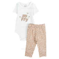 سه تیکه دخترانه طرح گل و خرگوش رنگ سبز نیلی nili