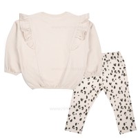 بلوز شلوار دخترانه طرح پلنگی رنگ کرم رابو Raboo