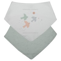 پیشبند دو عددی نخی طرح پرنده رنگ سفید سبز Bibaby