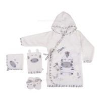 ست حوله 5 تکه طرح زبرا رنگ طوسی پاپو papo