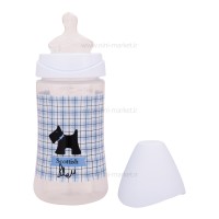 شیشه شیر پیچازی 270 میل طرح سگ مشکی رنگ آبی سواوینکس Suavinex