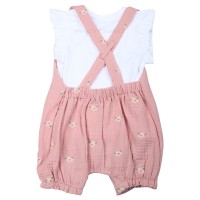 رامپر دخترانه مدل نازلی طرح پاپیون رنگ صورتی indigo