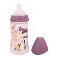 شیشه شیر طلقی 270 میل طرح سگ رنگ یاسی سواوینکس Suavinex