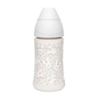 شيشه شير 270 ميل استيکر خرگوش رنگ طوسی سواوینکس Suavinex