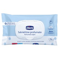 دستمال مرطوب 72 عددی درب دار معطر 97% آب رنگ آبی چیکو Chicco