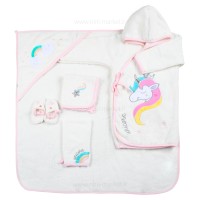 ست حوله 5 تیکه اسب تک شاخ دار رنگ سفید پاپو Papo