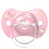 پستانک تکی بادامی 6 - 18 ماه طرح گلد صورتی سواوینکس Suavinex(دارای جعبه)