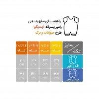 رامپر پسرانه طرح حیوانات و برگ رنگ سفید زرد ایندیگو Indigo