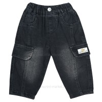 شلوار جین اسپرت طرح بغل جیب رنگ ذغالی خارجی