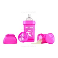 شیشه شیر ضد نفخ 180 میل صورتی تویست شیک Twistshake