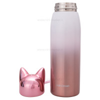 فلاسک آب استيل طرح گربه رنگ صورتي هلودریم Hello dream