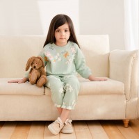 بلوز و شلوار دخترانه طرح گل رنگ سبز ایندیگو Indigo