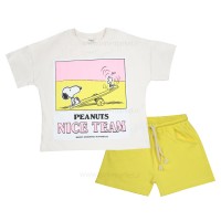 تیشرت شورت اسپرت طرح اسنوپی  رنگ زرد رابو Raboo