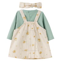 سارافون مخمل کبریتی طرح گل دار رنگ کرم سبز ایندیگو Indigo