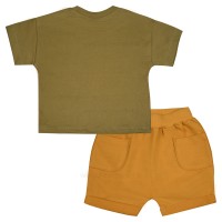 تیشرت شورت پسرانه طرح دایناسور رنگ سبزRaboo