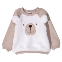 بلوز شلوار اسپرت طرح خرس رنگ سفید شکلاتی پاپو Papo