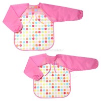 پیشبند غذاخوری آستین دار طرح توپ توپی رنگ صورتی برند خارجی