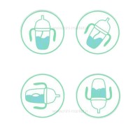 لیوان نی دار دسته دار طرح انار 300 میل رنگ آبی Yasi Care