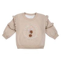 بلوز دورس دخترانه طرح تور و گیلاس رنگ نسکافه ای