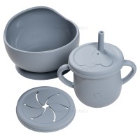 ست غذاخوری سیلیکونی 6 تکه رنگ طوسی برند خارجی