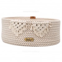 سبد اکسسوری گرد بزرگ طرح زبرا رنگ کرم ایسیز Isiz