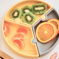 ظرف غذا پازلی چند بخش رنگ طوسی زرد مینیک اوی اوی minik oi oi