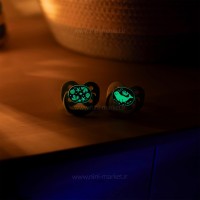 پستانک دو عددی درب دار بادامی نایت 0-6 ماه طرح دار دکتر براون Dr.brown