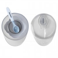 ظرف غذا با قاشق چسبان آبی کیکابو Kikkaboo