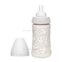 شيشه شير 270 ميل استيکر خرگوش رنگ طوسی سواوینکس Suavinex