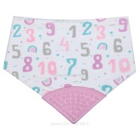 پیشبند سه گوش دندانگیر دار طرح اعداد انگلیسی رنگ صورتی بی‌بی فور لایف babay4life