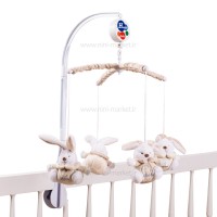 آویز تخت موزیکال طرح خرگوش رنگ کرم سانوزی Sunnozy