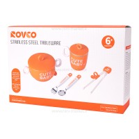 ست ظرف غذا 5 تکه استیل رووکو Rovco رنگ نارنجی