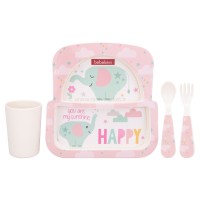 ست ظرف غذا طرح فیل رنگ صورتی ببک اوی Bebekevi