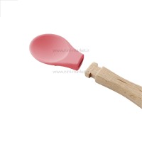 قاشق چوبی سر سیلیکونی سرخابی بی بی جم BabyJem