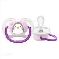 پستانک بادامی تکی الترا ایر 0 - 6 ماه طرح پنگوئن بنفش اونت Avent  (بدون جعبه)