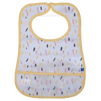 پیشبند سیلیکونی پشت حوله ای تکی طرح خط خطی رنگ زرد صورتی کیکابو kikkaboo