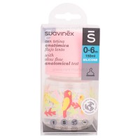 شیشه شیر کارتونی 150 میل طرح طوطی رنگ صورتی سواوینکس Suavinex