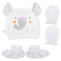 ست کلاه دستکش و پاپوش طرح فيل رنگ سفيد پاپو Papo