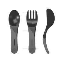 ست قاشق، چاقو و چنگال 6+ ماه مشکی تویست شیک Twistshake بسته سه عددی