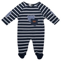 سرهمی پسرانه طرح خرس با کلاه و پیشبند ایندیگو indigo