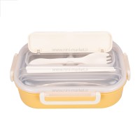 ظرف غذا استیل تقسیم دار طرح لیمو رنگ زرد خارجی