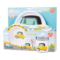 ست ظرف غذای 5 تکه کودک طرح ماشین زرد لمون Lemon