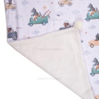 پتو دورپیچ مخمل طرح حیوانات ماشین سوار رنگ سفید کارترز Carters